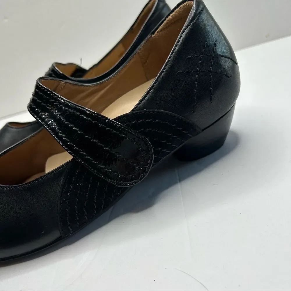 ZIeRA Black Mary Jane Leather Shoes with Strap 37